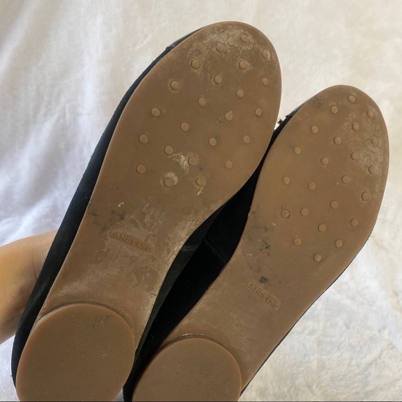 Lands End Black Faux Suede Black Bow Tie Flats - Picture 13 of 13